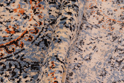 handmade Modern Modern Beige Blue Hand Knotted RECTANGLE WOOL&SILK area rug 8' x 10'