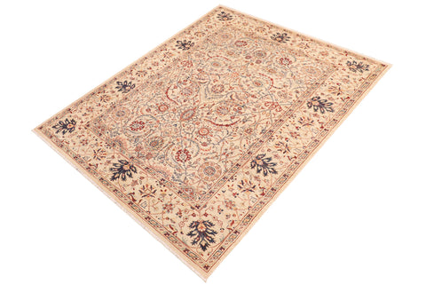 handmade Traditional Kafkaz Beige Lt. Green Hand Knotted RECTANGLE 100% WOOL area rug 7x10