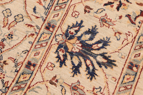 handmade Traditional Kafkaz Beige Lt. Green Hand Knotted RECTANGLE 100% WOOL area rug 7x10