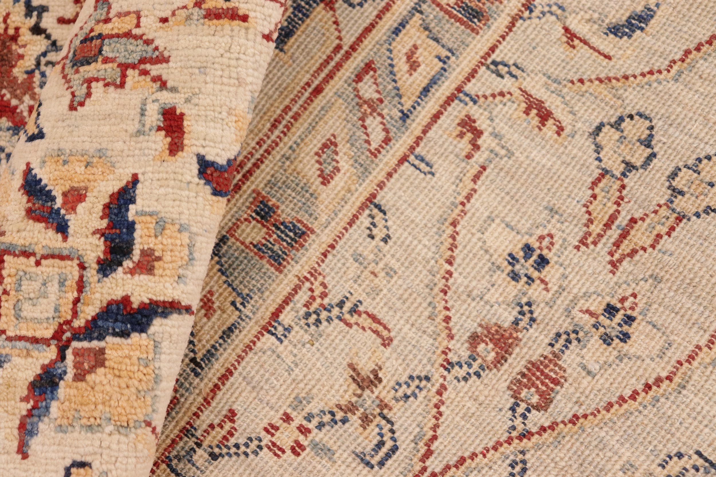 handmade Traditional Kafkaz Beige Lt. Green Hand Knotted RECTANGLE 100% WOOL area rug 7x10