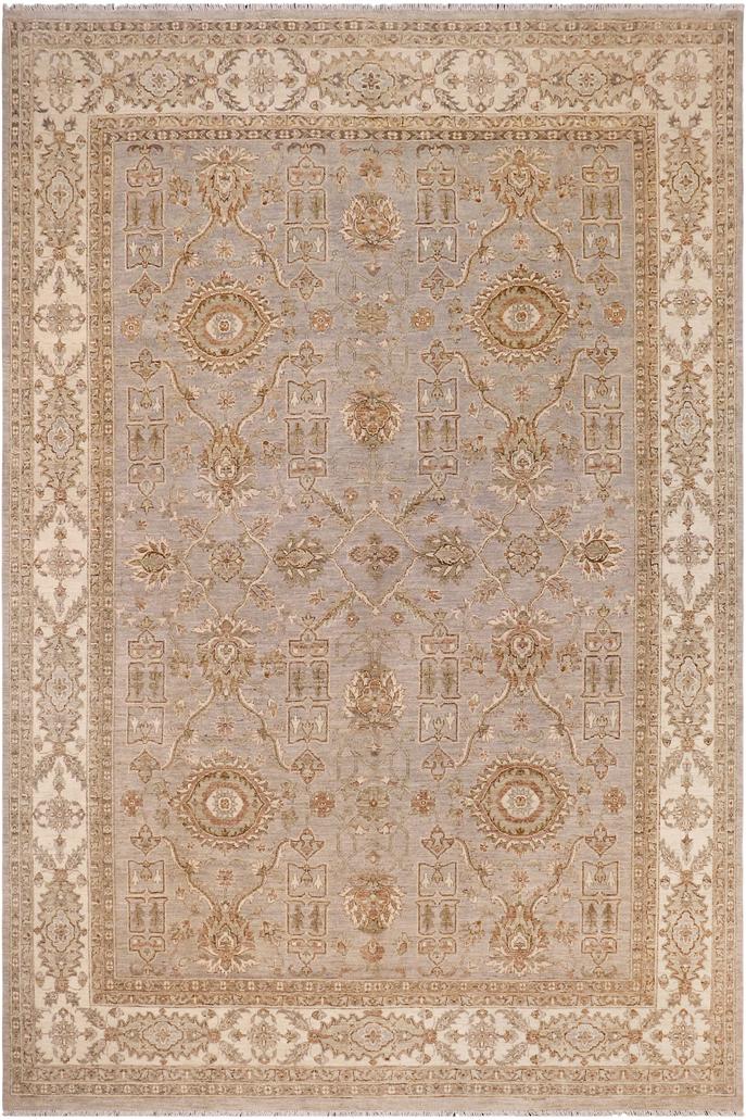 handmade Traditional Kafkaz Gray Ivory Hand Knotted RECTANGLE 100% WOOL area rug 9X12