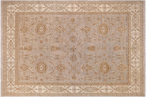 handmade Traditional Kafkaz Gray Ivory Hand Knotted RECTANGLE 100% WOOL area rug 9x12