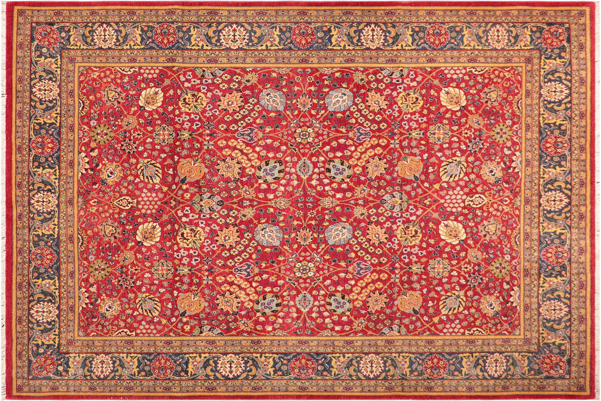 handmade Traditional  Red Blue Hand Knotted RECTANGLE 100% WOOL area rug 8' x 11'