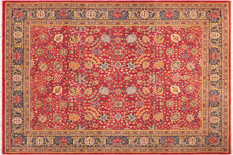 handmade Traditional  Red Blue Hand Knotted RECTANGLE 100% WOOL area rug 8' x 11'