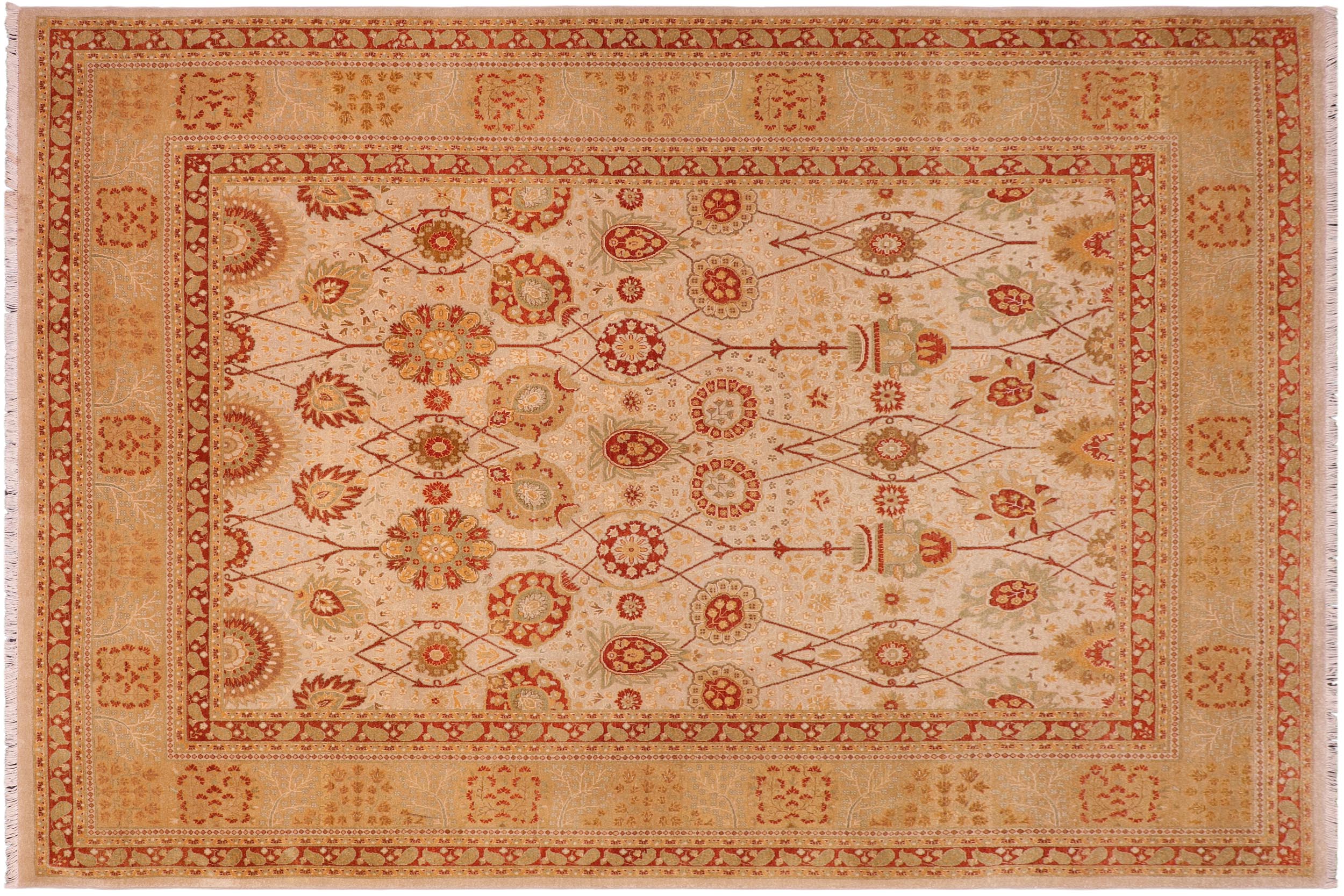 handmade Transitional  Lt. Gray Gold Hand Knotted RECTANGLE 100% WOOL area rug 8' x 10'