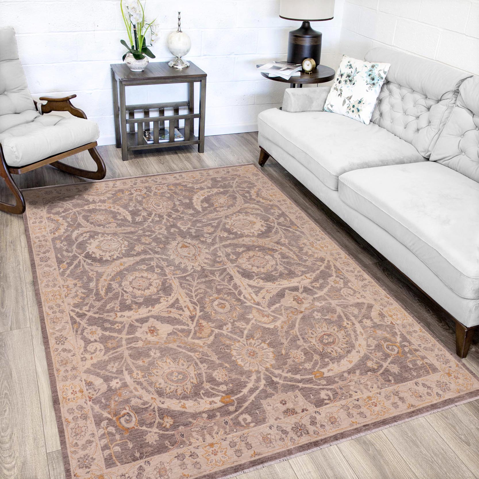 handmade Traditional Kafkaz Brown Tan Hand Knotted RECTANGLE 100% WOOL area rug 8x10