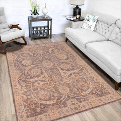 handmade Transitional Kafkaz Brown Tan Hand Knotted RECTANGLE 100% WOOL area rug 8X10