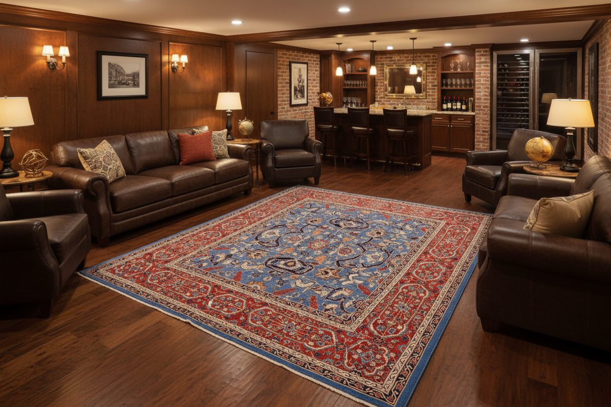handmade Traditional Kafkaz Blue Rust Hand Knotted RECTANGLE 100% WOOL area rug 9' x 12'