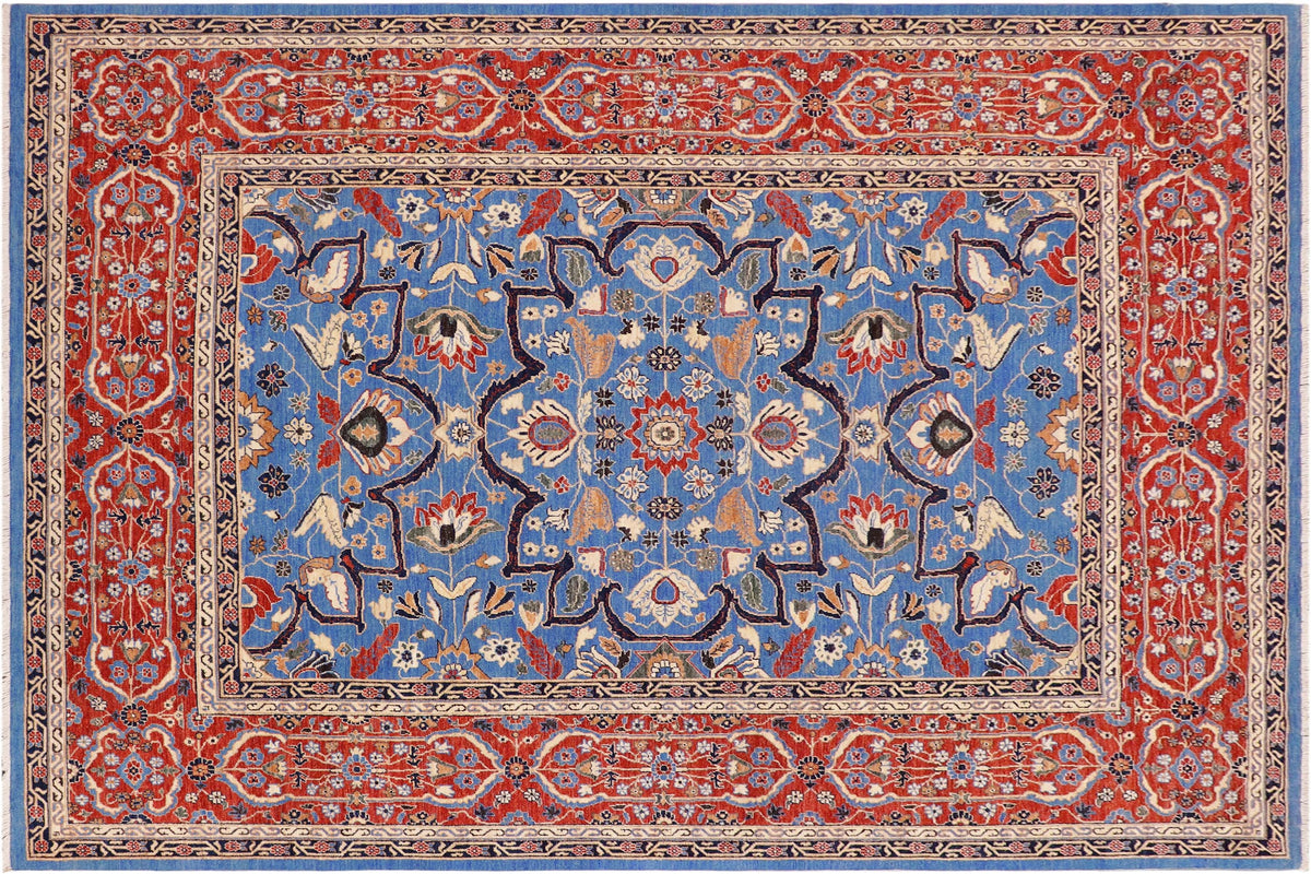 handmade Traditional Kafkaz Blue Rust Hand Knotted RECTANGLE 100% WOOL area rug 9' x 12'