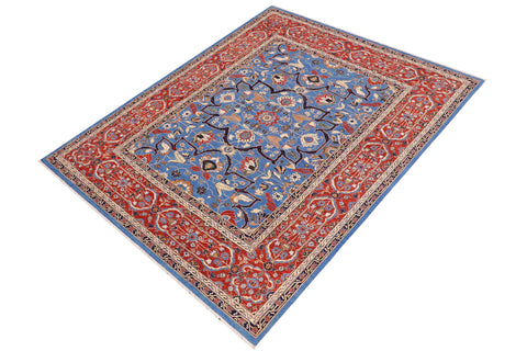 handmade Traditional Kafkaz Blue Rust Hand Knotted RECTANGLE 100% WOOL area rug 9' x 12'