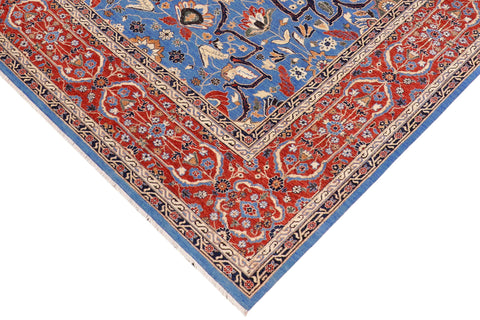 handmade Traditional Kafkaz Blue Rust Hand Knotted RECTANGLE 100% WOOL area rug 9' x 12'