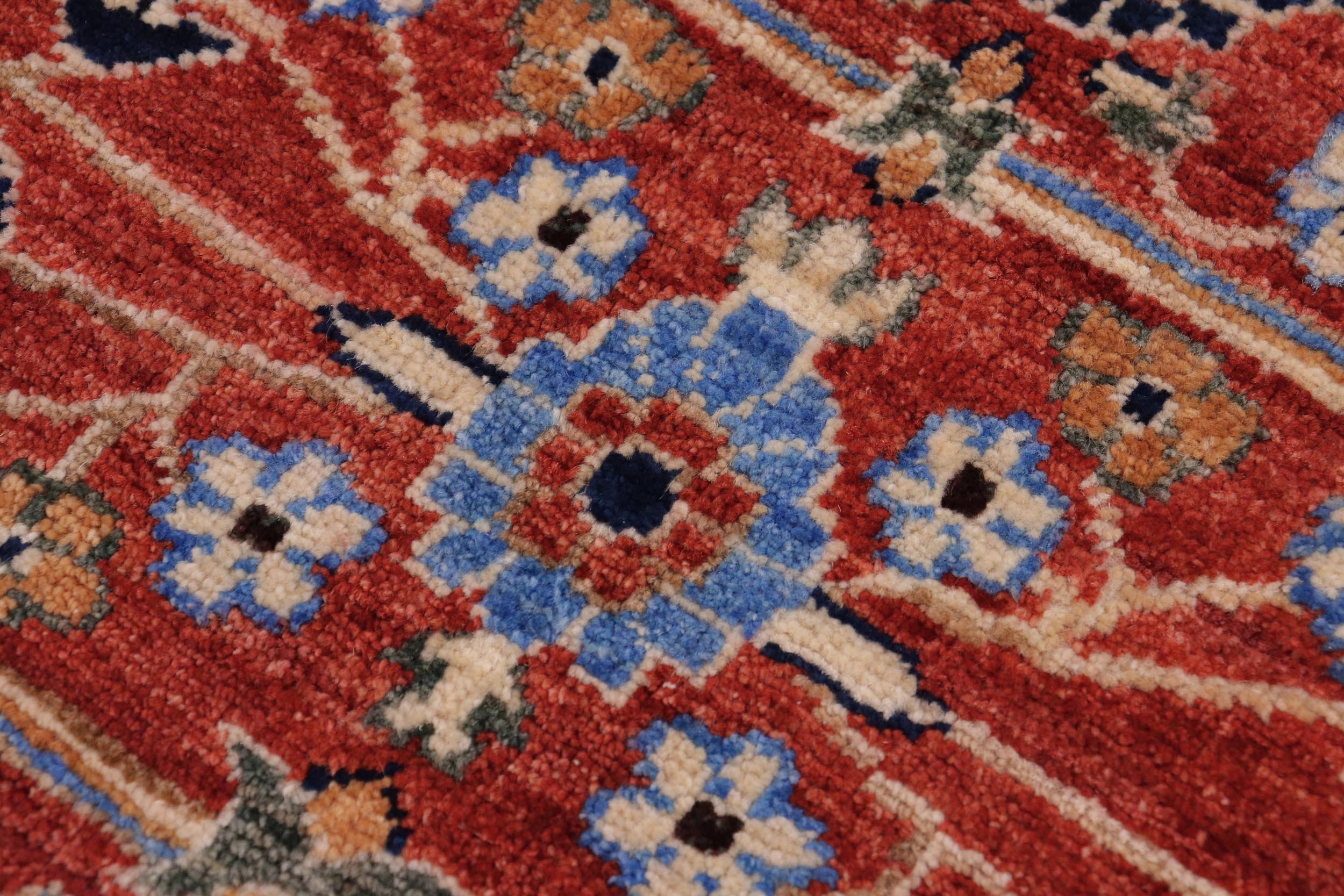 handmade Traditional Kafkaz Blue Rust Hand Knotted RECTANGLE 100% WOOL area rug 9' x 12'