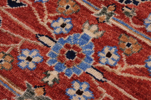 handmade Traditional Kafkaz Blue Rust Hand Knotted RECTANGLE 100% WOOL area rug 9' x 12'