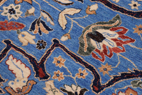 handmade Traditional Kafkaz Blue Rust Hand Knotted RECTANGLE 100% WOOL area rug 9' x 12'