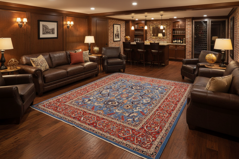 handmade Traditional Kafkaz Blue Rust Hand Knotted RECTANGLE 100% WOOL area rug 9' x 12'