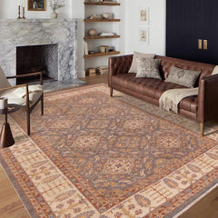 handmade Transitional Kafkaz Gray Ivory Hand Knotted RECTANGLE 100% WOOL area rug 8X11