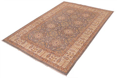 handmade Transitional Kafkaz Gray Ivory Hand Knotted RECTANGLE 100% WOOL area rug 8X11