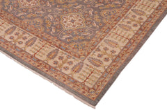 handmade Transitional Kafkaz Gray Ivory Hand Knotted RECTANGLE 100% WOOL area rug 8X11