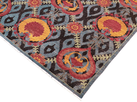 handmade Modern Kafkaz Gray Blue Hand Knotted RECTANGLE 100% WOOL area rug 8' x 10'