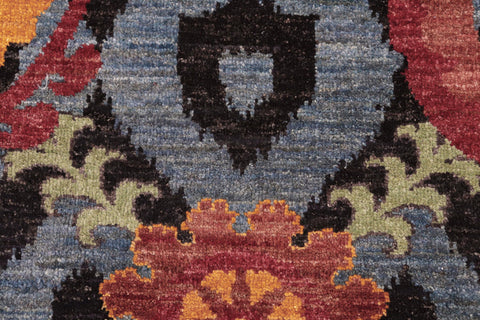 handmade Modern Kafkaz Gray Blue Hand Knotted RECTANGLE 100% WOOL area rug 8' x 10'