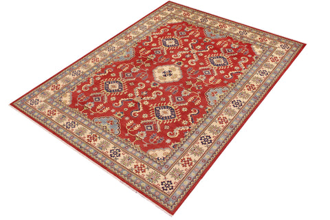 handmade Geometric Kazak Red Beige Hand Knotted RECTANGLE 100% WOOL area rug 9'X12'