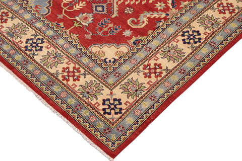 handmade Geometric Kazak Red Beige Hand Knotted RECTANGLE 100% WOOL area rug 9'X12'