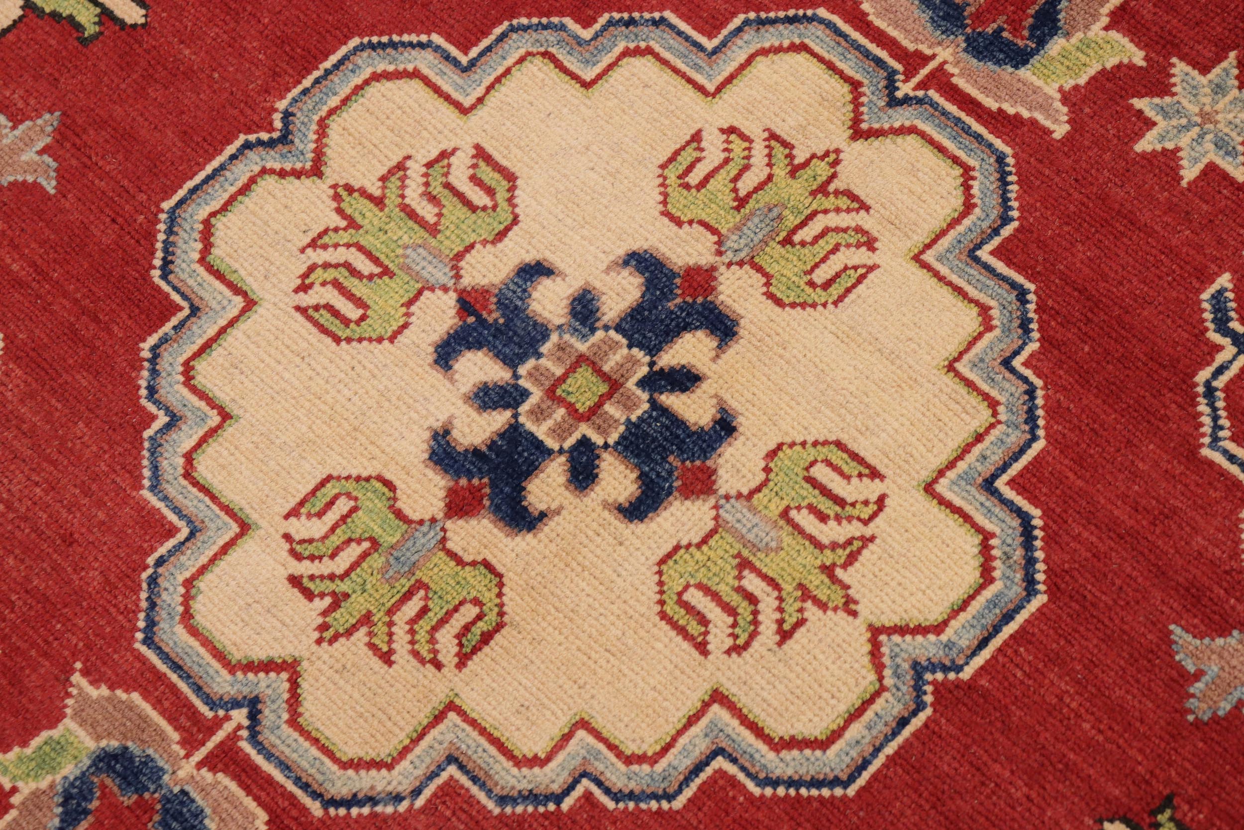 handmade Geometric Kazak Red Beige Hand Knotted RECTANGLE 100% WOOL area rug 9'X12'