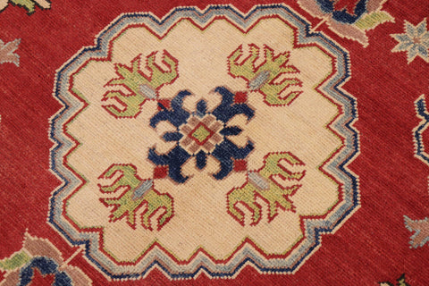 handmade Geometric Kazak Red Beige Hand Knotted RECTANGLE 100% WOOL area rug 9'X12'