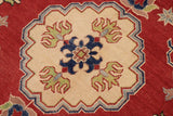 handmade Geometric Kazak Red Beige Hand Knotted RECTANGLE 100% WOOL area rug 9' x 12'