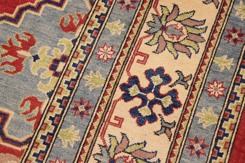 handmade Geometric Kazak Red Beige Hand Knotted RECTANGLE 100% WOOL area rug 9'X12'