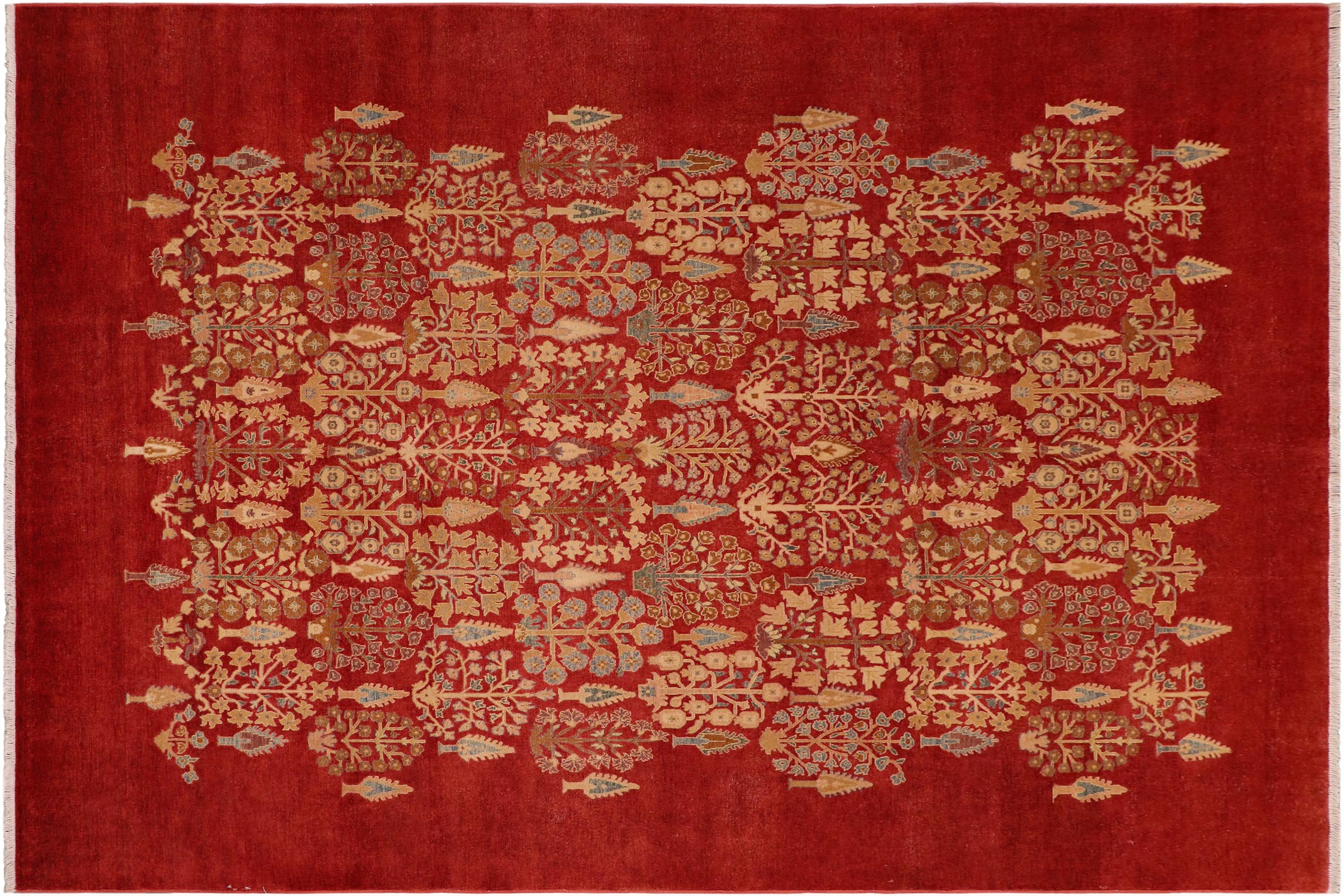 handmade Modern  Red Tan Hand Knotted RECTANGLE 100% WOOL area rug 8x10