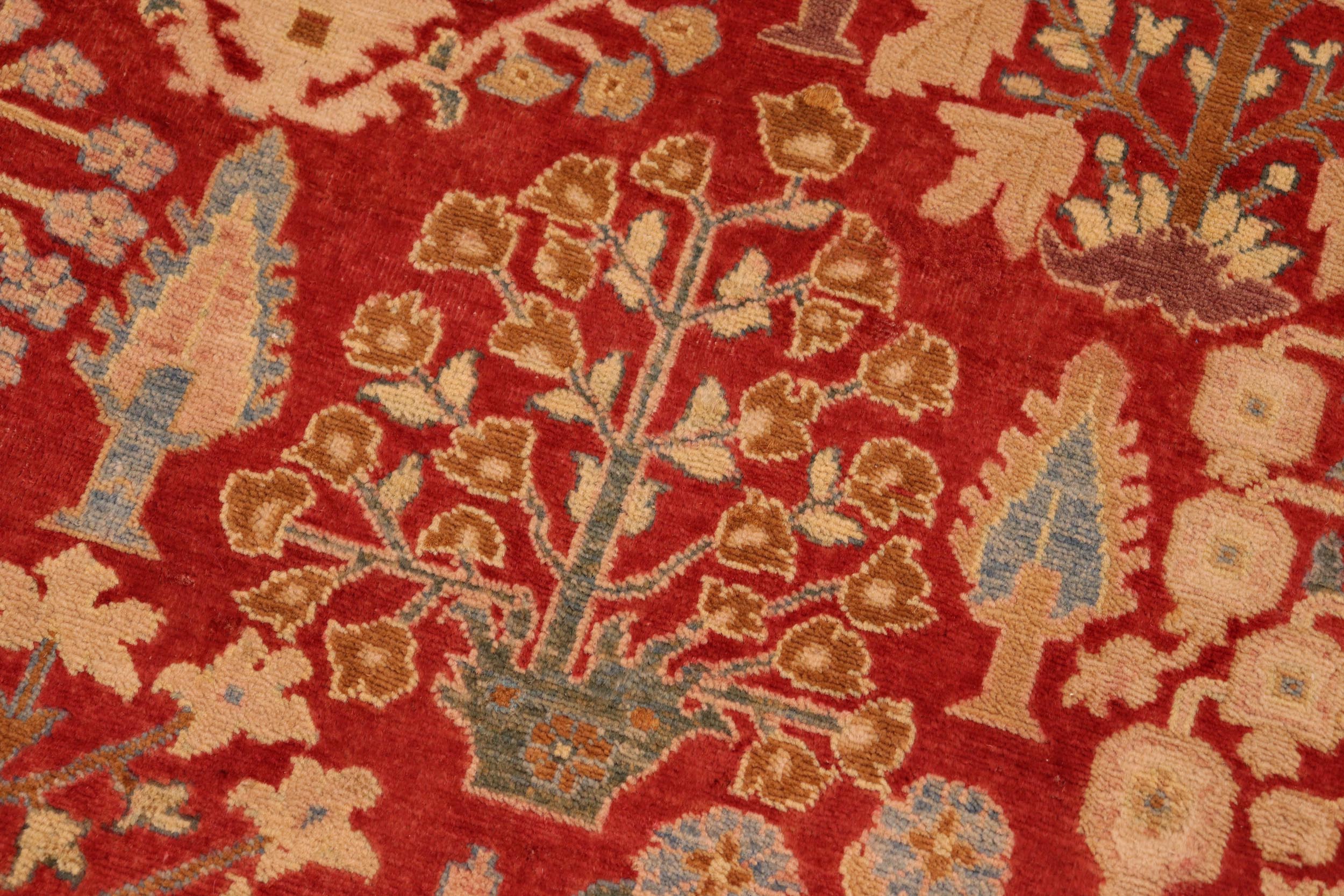 handmade Modern  Red Tan Hand Knotted RECTANGLE 100% WOOL area rug 8 x 10