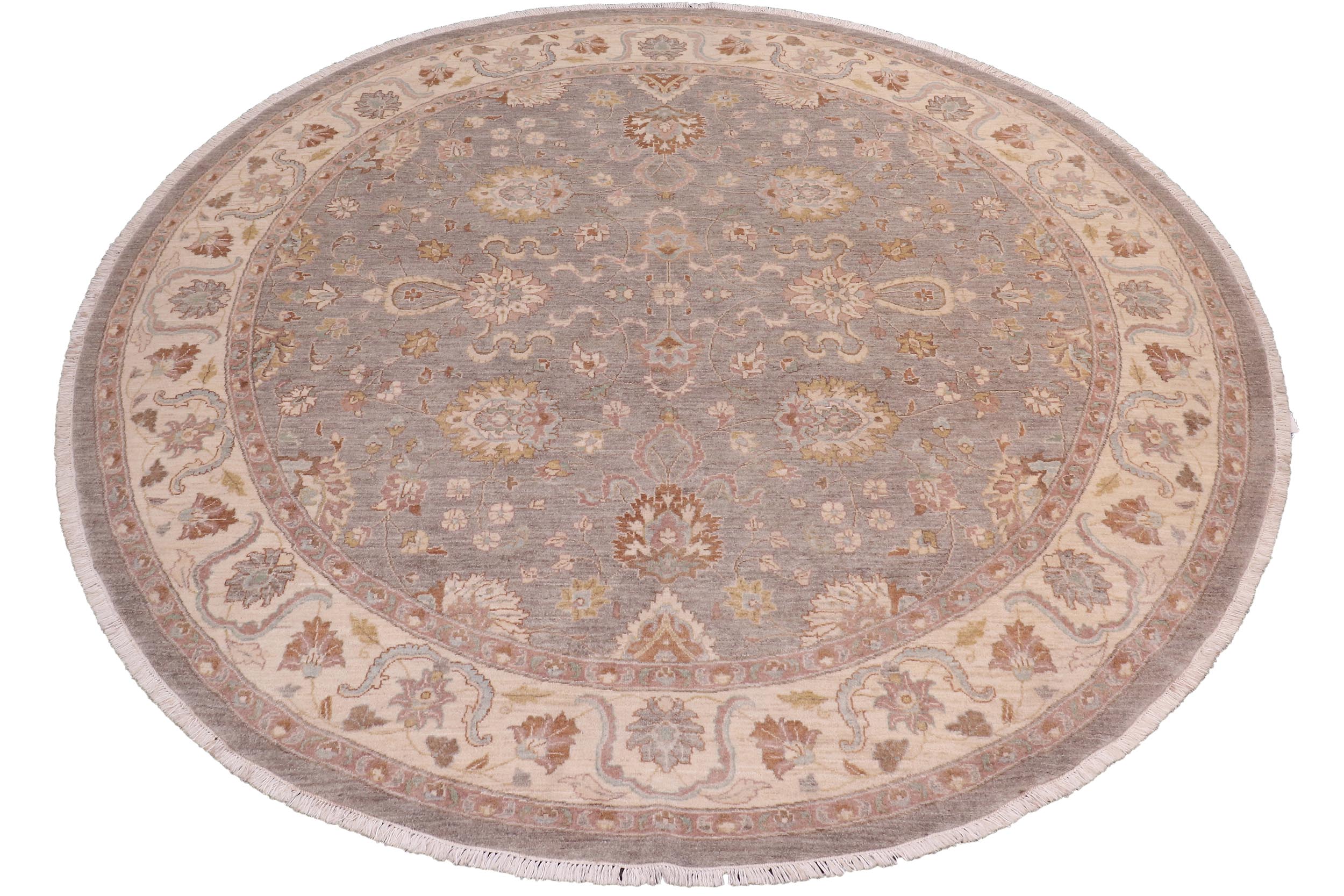 handmade Traditional Kafkaz Gray Ivory Hand Knotted ROUND 100% WOOL area rug 10' x 10'