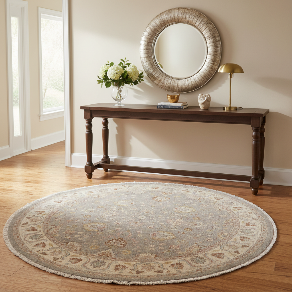 handmade Traditional Kafkaz Gray Ivory Hand Knotted ROUND 100% WOOL area rug 10' x 10'