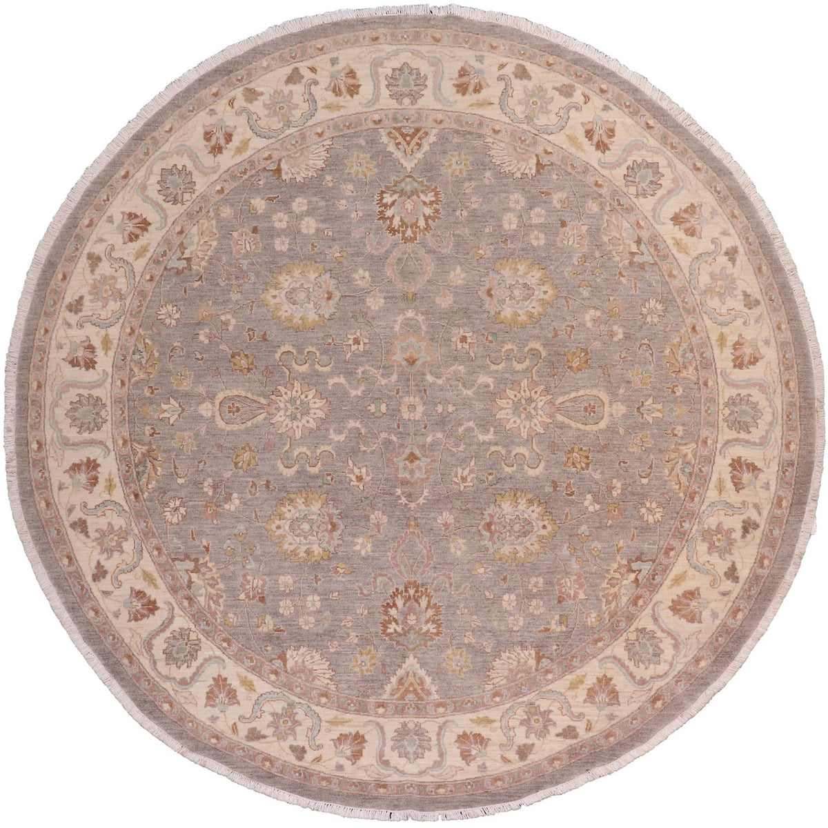 handmade Traditional Kafkaz Gray Ivory Hand Knotted ROUND 100% WOOL area rug 10' x 10'