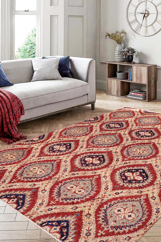 handmade Modern Kafkaz Red Blue Hand Knotted RECTANGLE 100% WOOL area rug 9' x 12'