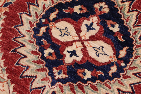 handmade Modern Kafkaz Red Blue Hand Knotted RECTANGLE 100% WOOL area rug 9' x 12'