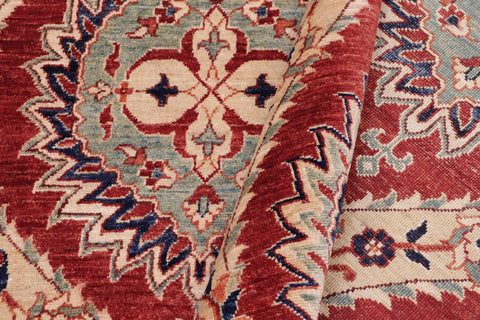 handmade Modern Kafkaz Red Blue Hand Knotted RECTANGLE 100% WOOL area rug 9' x 12'