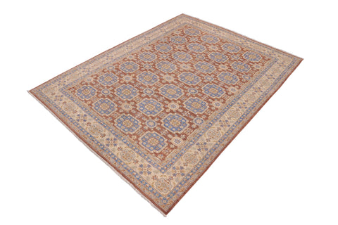 handmade Transitional Kafkaz Brown Beige Hand Knotted RECTANGLE 100% WOOL area rug 9' x 12'