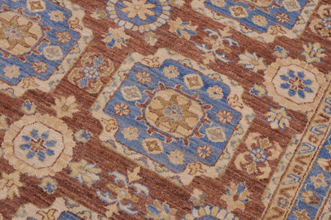 handmade Transitional Kafkaz Brown Beige Hand Knotted RECTANGLE 100% WOOL area rug 9' x 12'