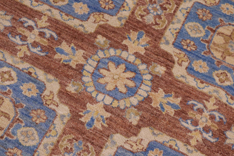 handmade Transitional Kafkaz Brown Beige Hand Knotted RECTANGLE 100% WOOL area rug 9' x 12'