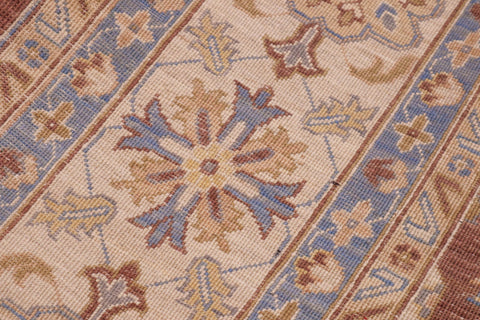 handmade Transitional Kafkaz Brown Beige Hand Knotted RECTANGLE 100% WOOL area rug 9' x 12'