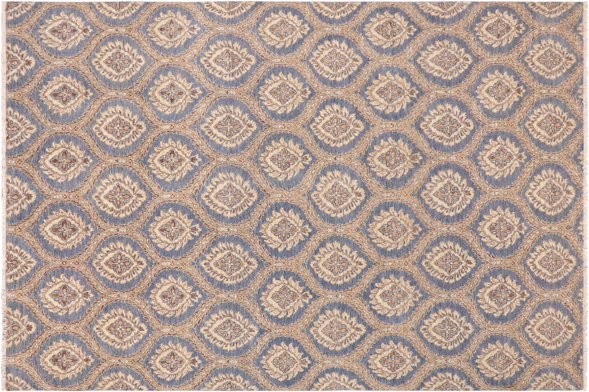 handmade Modern Kafkaz Blue Brown Hand Knotted RECTANGLE 100% WOOL area rug 9' x 12'