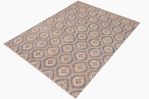 handmade Modern Kafkaz Blue Brown Hand Knotted RECTANGLE 100% WOOL area rug 9' x 12'