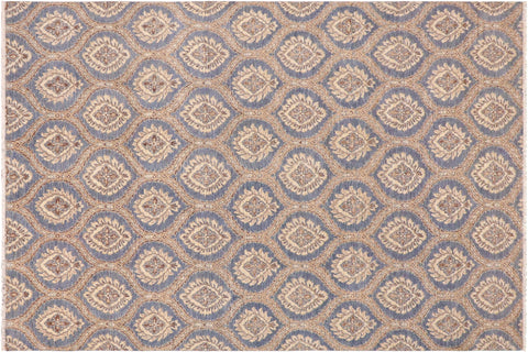 handmade Modern Kafkaz Blue Brown Hand Knotted RECTANGLE 100% WOOL area rug 9' x 12'