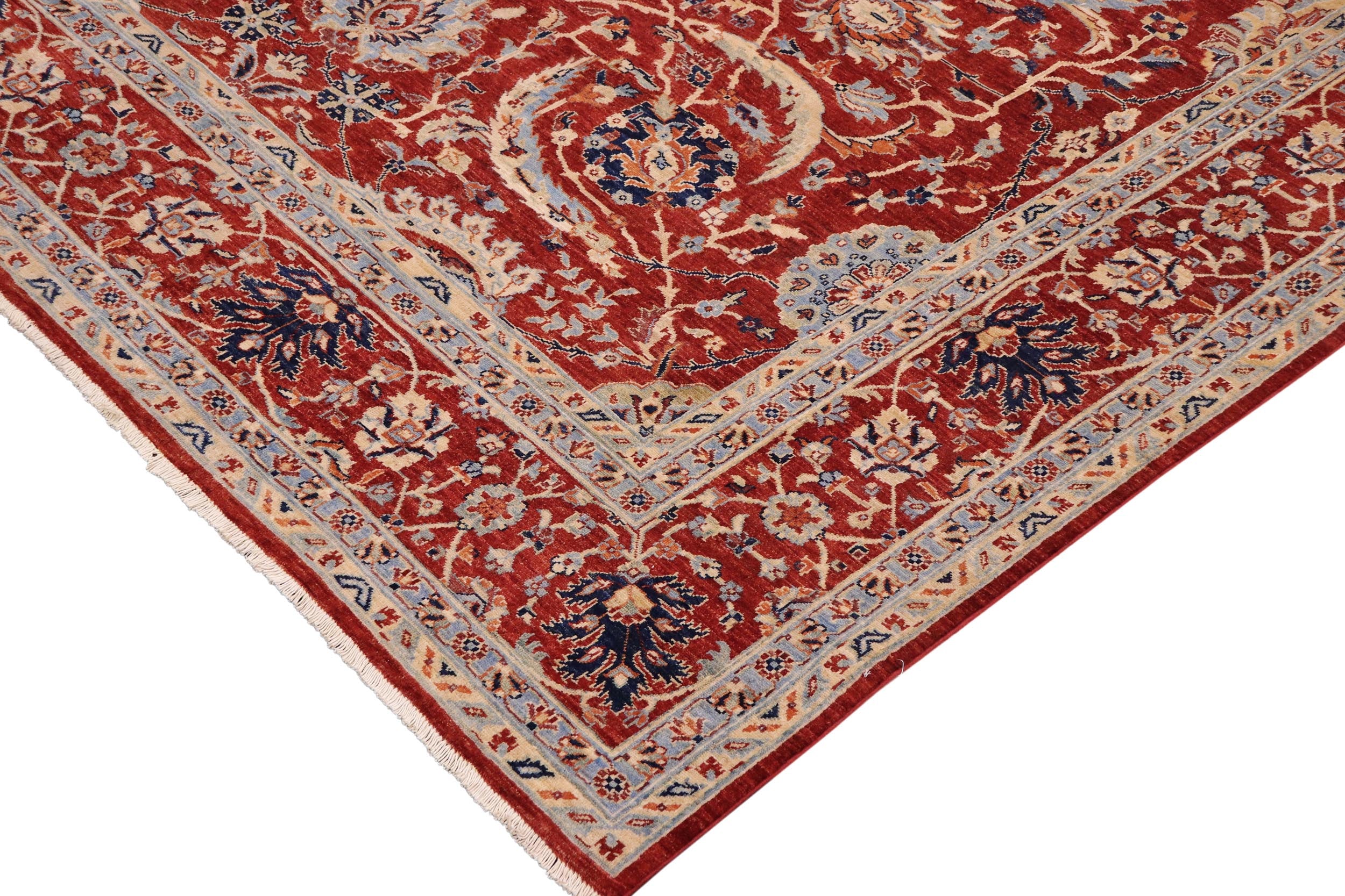handmade Traditional Kafkaz Rust Blue Hand Knotted RECTANGLE 100% WOOL area rug 9x12