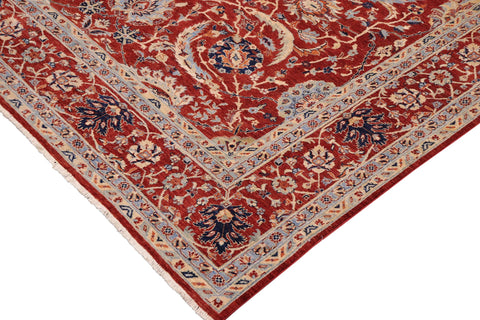handmade Traditional Kafkaz Rust Blue Hand Knotted RECTANGLE 100% WOOL area rug 9x12