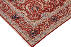 handmade Traditional Kafkaz Rust Blue Hand Knotted RECTANGLE 100% WOOL area rug 9X12