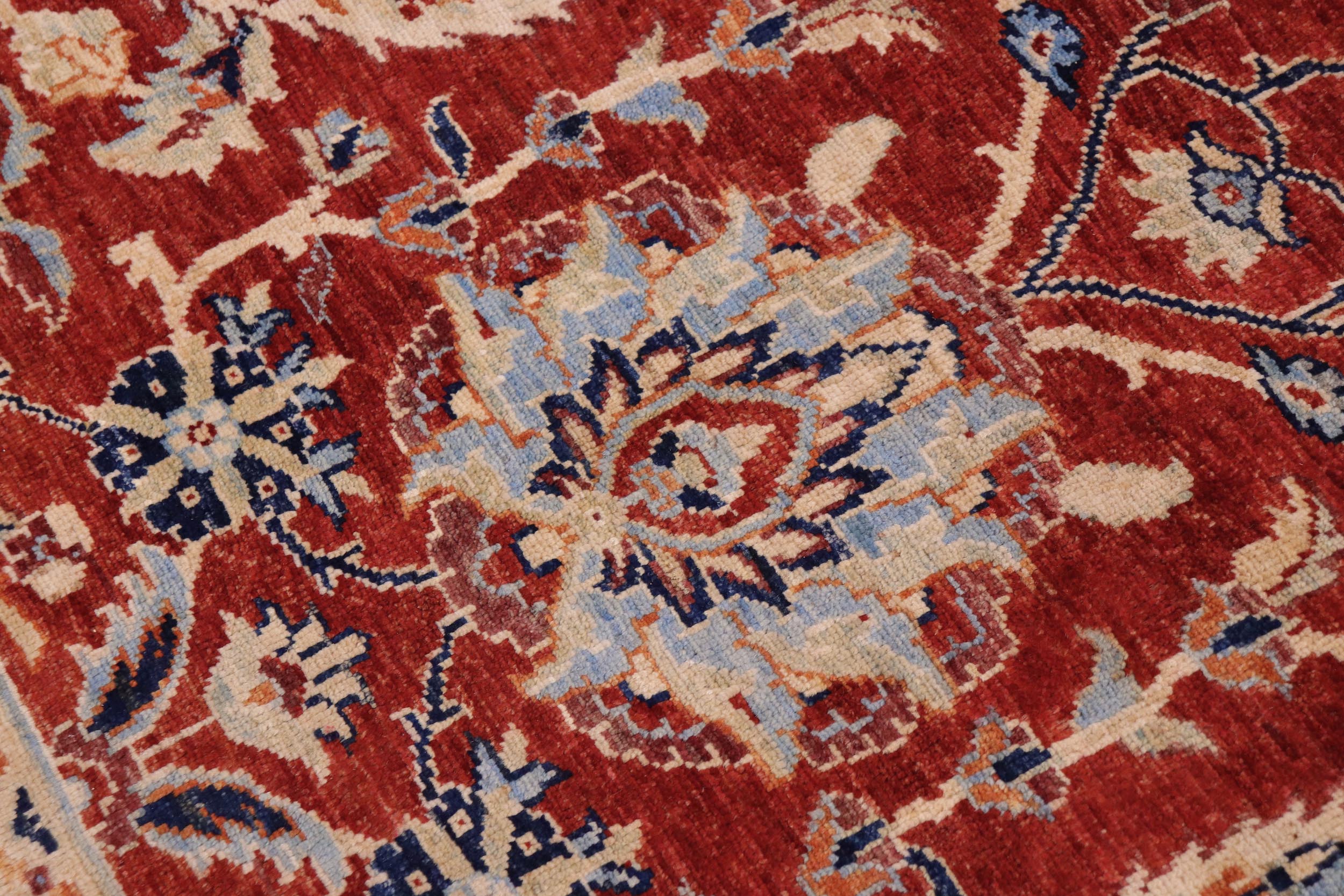 handmade Traditional Kafkaz Rust Blue Hand Knotted RECTANGLE 100% WOOL area rug 9x12