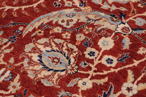 handmade Traditional Kafkaz Rust Blue Hand Knotted RECTANGLE 100% WOOL area rug 9x12